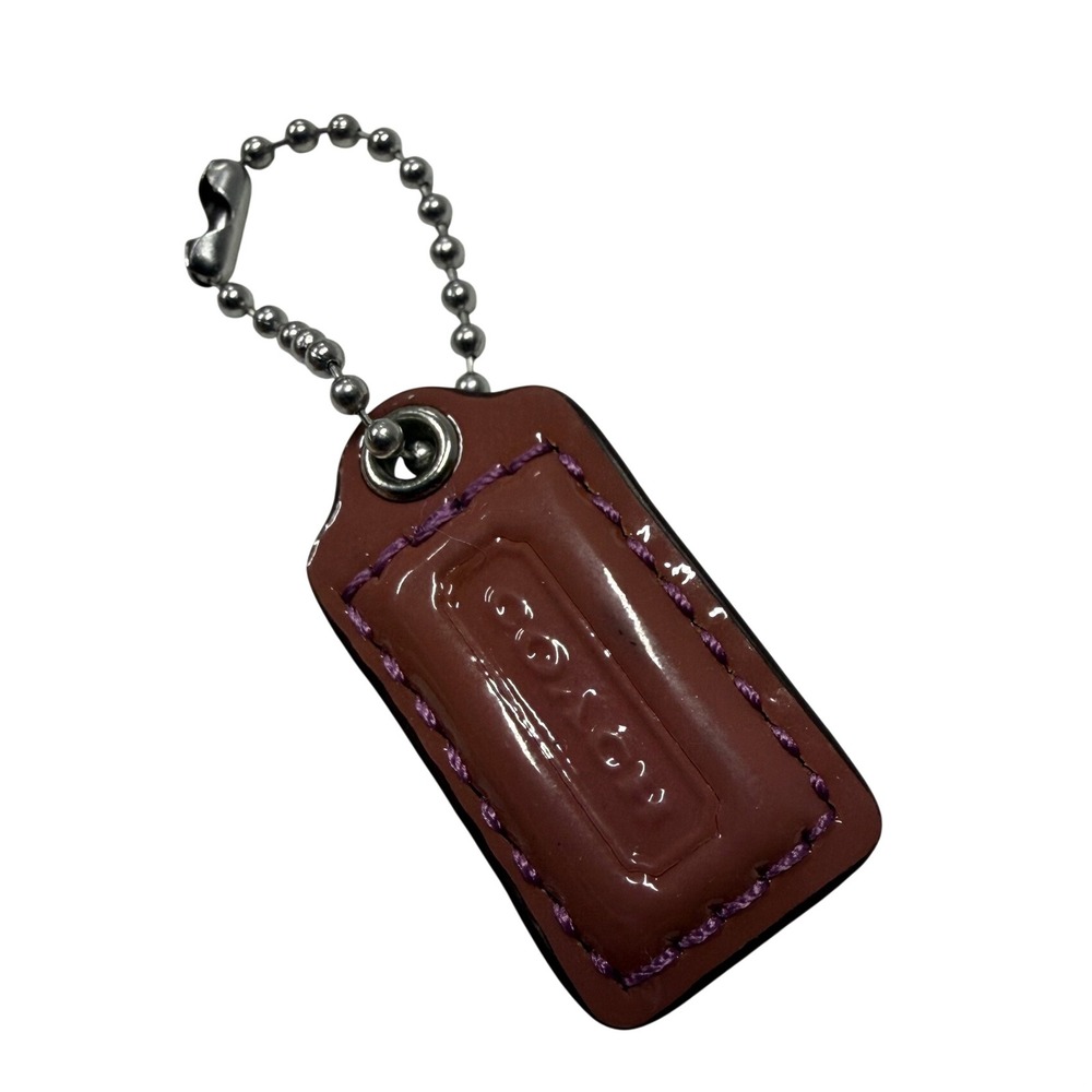 Coach Mauve Patent Leather Purse Hangtag Replacement Silver Ball Chain